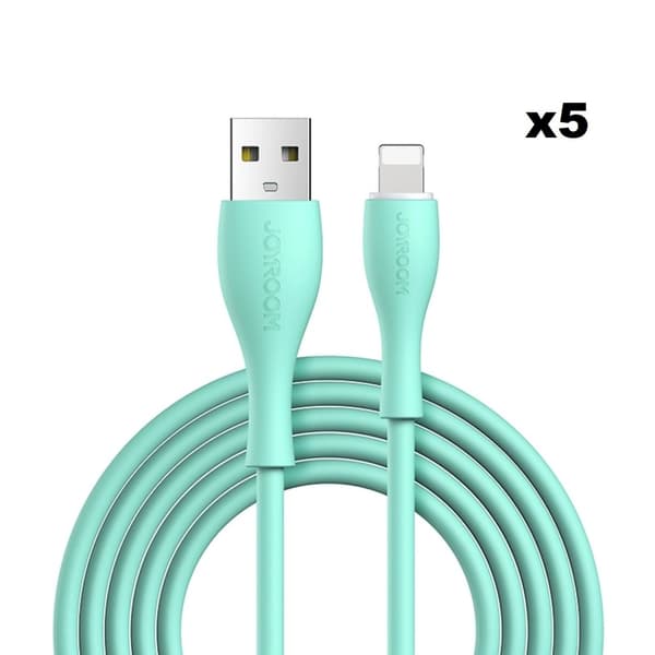 Joyroom USB Till Lightning Kabel 2m - Mintgrön (5-pack)