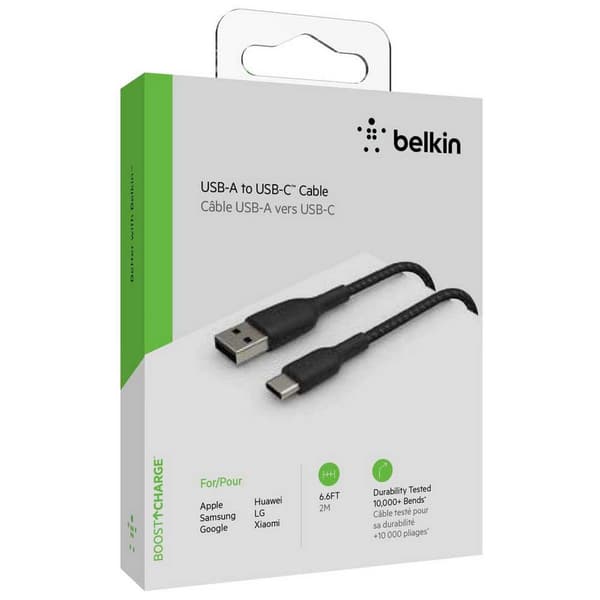 Belkin CAB002BT2MBK USB-kablar 2 m USB A USB C Svart