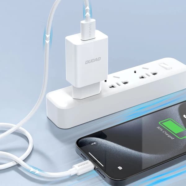 Dudao USB - Lightning Kabel och Adapter - Vit