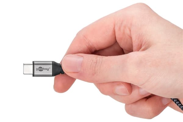2in1 USB-textilkabel, rymdgrå/silver, m