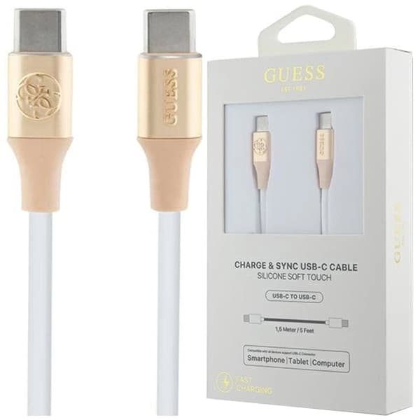 Guess Ebossed Logo USB-C / USB-C-kabel 1,5 m hurtiglading - gull