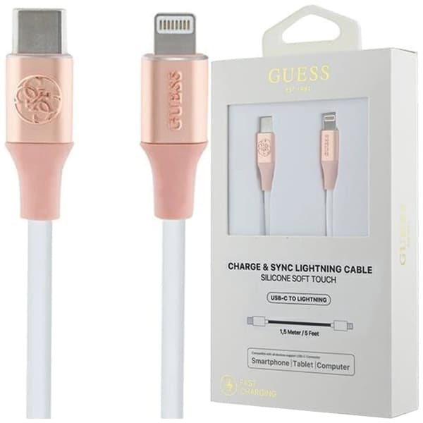 Guess Ebossed Logo USB-C / Lightning-kabel 1,5 m hurtiglading - rosa