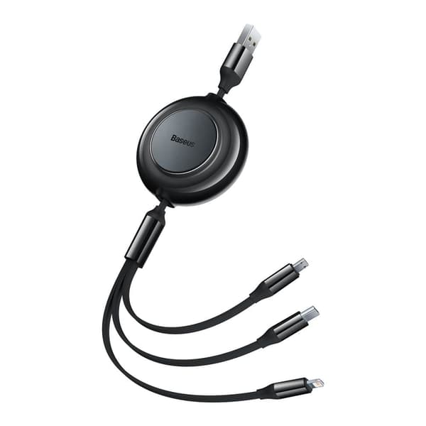 Baseus Bright Mirror 2-kabel 3-i-1 USB Type A - micro USB + Lightning + USB Type C 3,5A 1,1m svart (CAMJ010001)