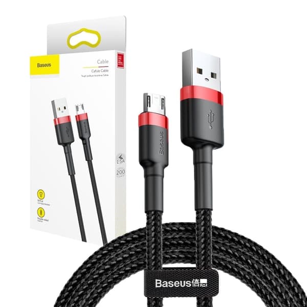 Baseus Cafule-kabel slitesterk nylonkabel USB / mikro-USB-kabel 1,5A 2M svart og rød (CAMKLF-C91)