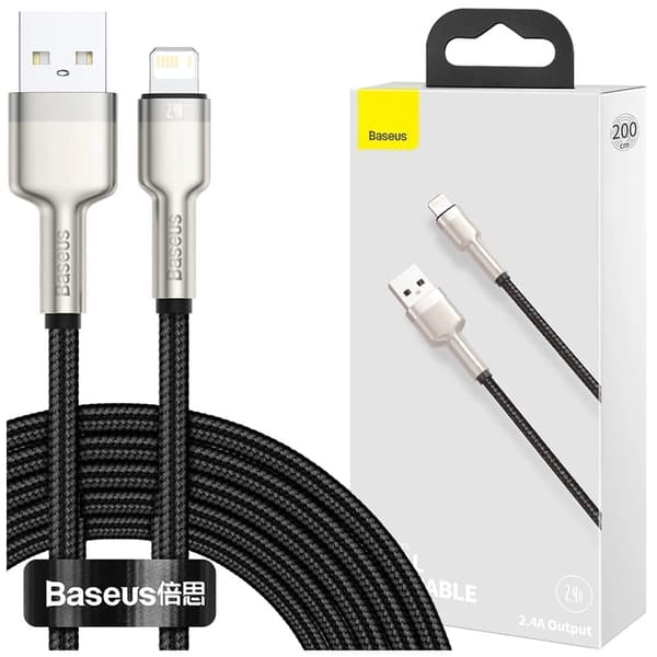 Baseus Cafule Series Metal Data USB-A / Lightning 2.4A kabel 1m - svart