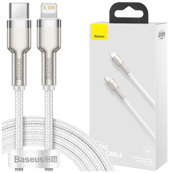 Baseus Cafule Series Metal Data USB-C / Lightning 20W PD-kabel 1 m - hvit