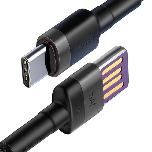 Baseus Cafule-kabel USB Type C SuperCharge 40W Quick Charge 3.0 QC 3.0 1m grå-svart (CATKLF-PG1)