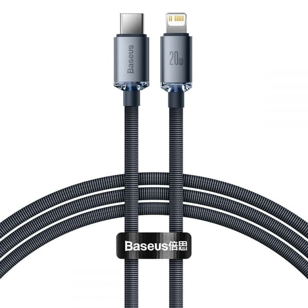 BASEUS CRYSTAL SHINE TYPE-C LIGHTNING CABLE PD20W 120CM SVART