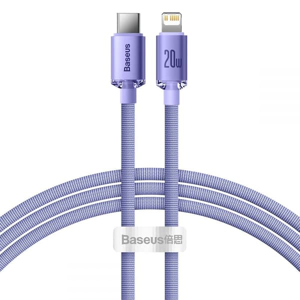 BASEUS CRYSTAL SHINE TYPE-C LIGHTNING CABLE PD20W 120cm PUPURA