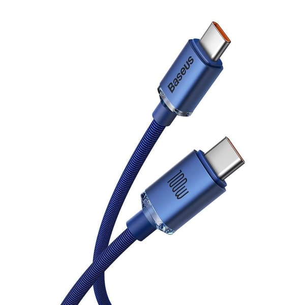 Baseus Crystal Shine-serien kabel USB-kabel for rask lading og dataoverføring USB Type C - USB Type C 100W 1,2m blå (CAJY000603)