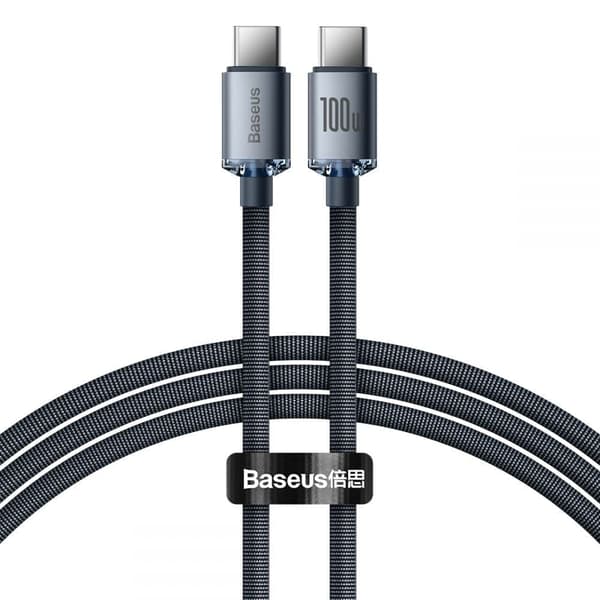 BASEUS CRYSTAL SHINE TYPE-C TYPE-C KABEL PD100W/3A 120cm SVART