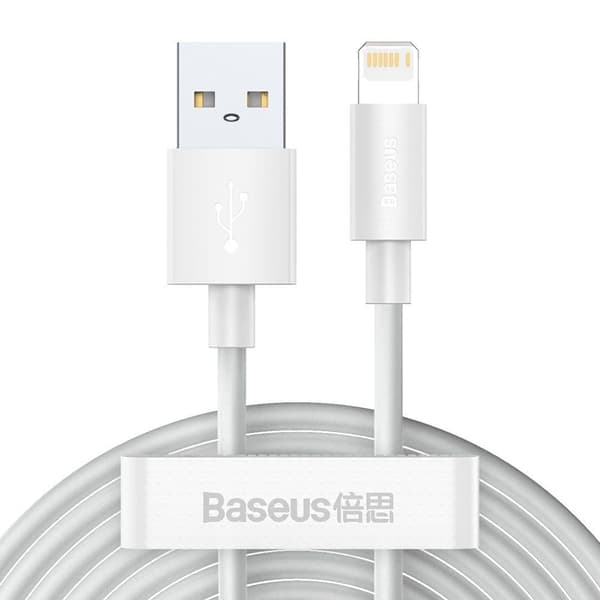 BASEUS WISDOM 2-PACK LIGHTNING 150CM/2,4A HVIT