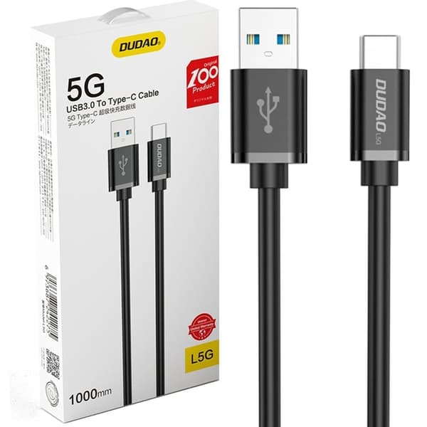 Dudao-kabel USB - USB Type C Super Fast Charge 1 m svart (L5G-Black)
