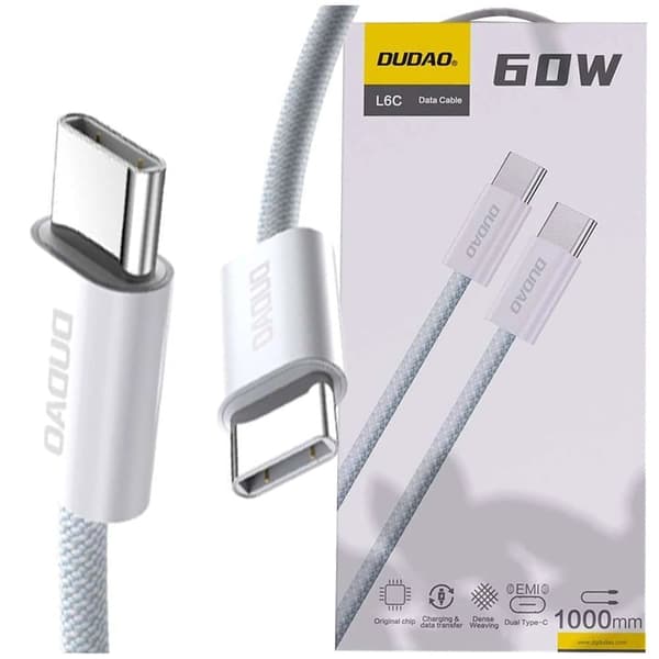 Dudao L6C PD 30W 1m USB-C til USB-C kabel - hvit