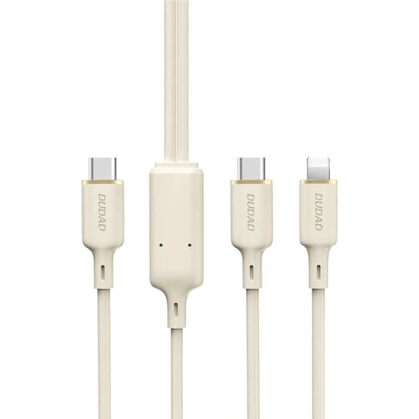 Dudao L7SF 2-i-1 kabel USB-C - USB-C / Lightning 100W 1,2m - beige