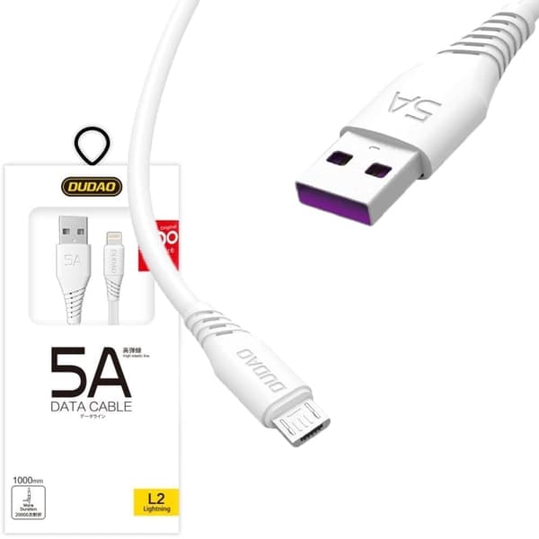 Dudao USB / mikro USB-kabel 5A 1m hvit (L2M 1m hvit)