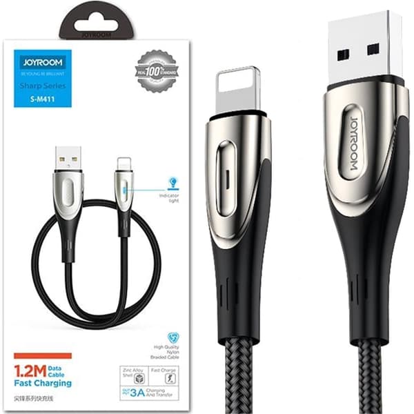 Joyroom Sharp-serien hurtigladekabel USB-A - Lightning 3A 1,2 m svart (S-M411)