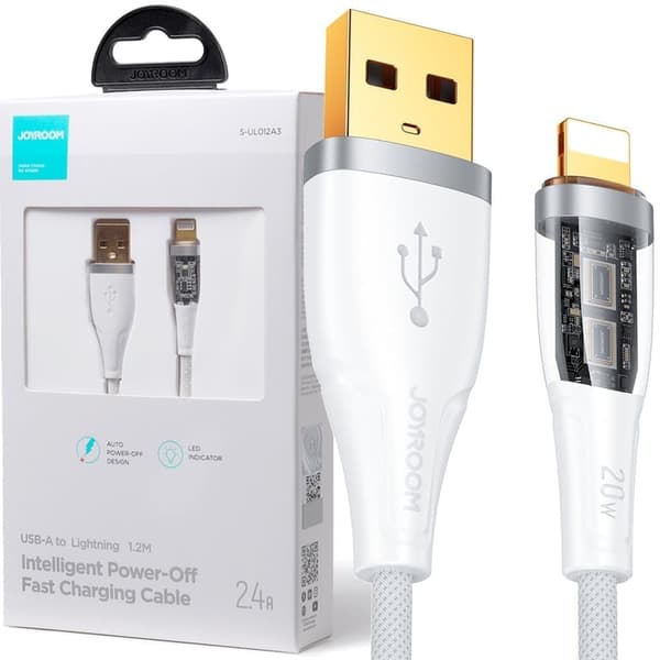 Joyroom hurtigladekabel med smartbryter USB-C - Lightning 2,4A 1,2m hvit (S-UL012A3)