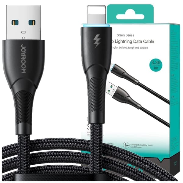 Joyroom Starry Series SA32-AL3 3A USB-A / Lightning-kabel 1m - svart