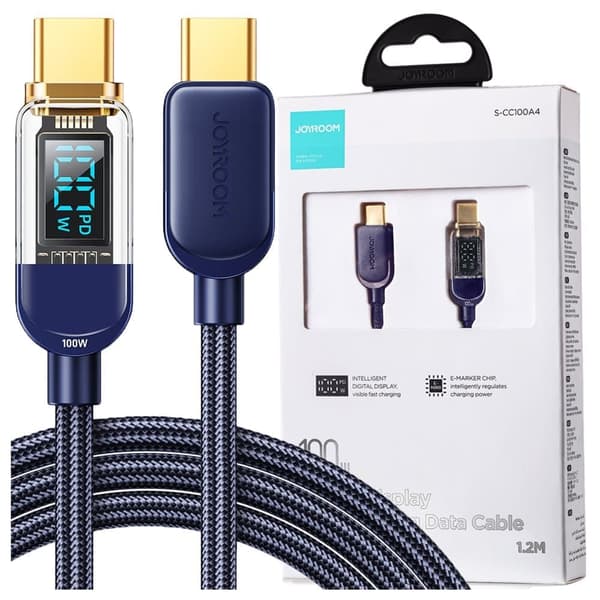Joyroom USB C til USB C-kabel 100 W for hurtiglading og dataoverføring 1,2 m blå (S-CC100A4)