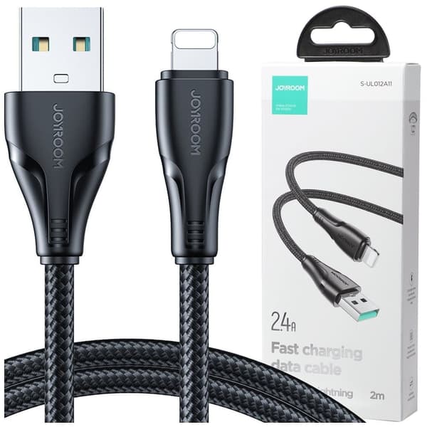 Joyroom USB-kabel - Lightning 2,4A Surpass Series 1,2 m svart (S-UL012A11)