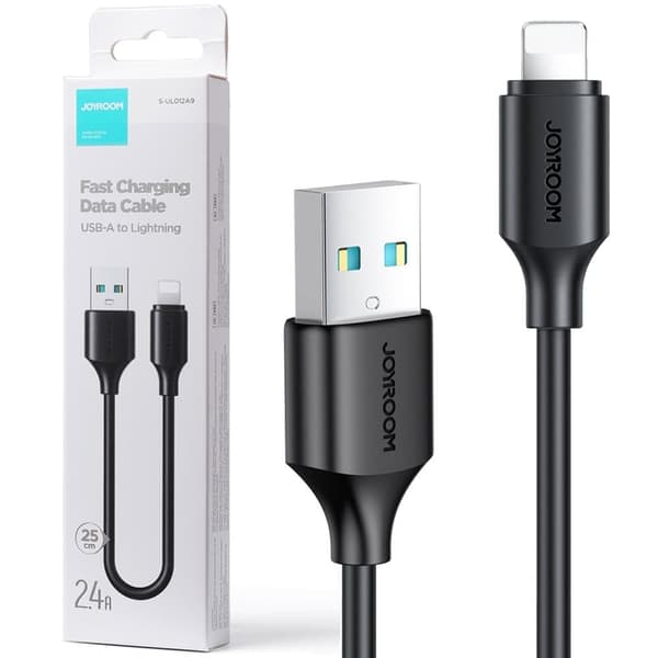 Joyroom USB-lade-/datakabel - Lightning 2,4A 0,25m svart (S-UL012A9)