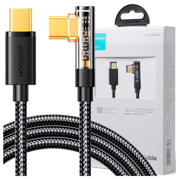 Joyroom vinklet USB C-kabel - USB for hurtiglading og dataoverføring 3A 1,2 m svart (S-UC027A6)