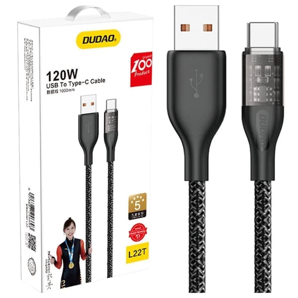 Hurtigladekabel 120W 1m USB - USB-C Dudao L22T - grå