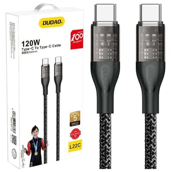 Hurtigladekabel 120W 1m USB-C - USB-C Dudao L22C - grå