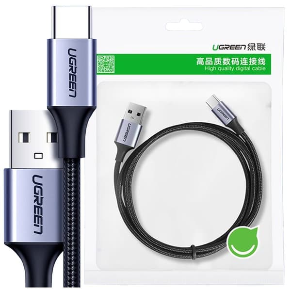 Ugrønn kabel USB - USB Type C Quick Charge 3.0 3A 1m grå (60126)