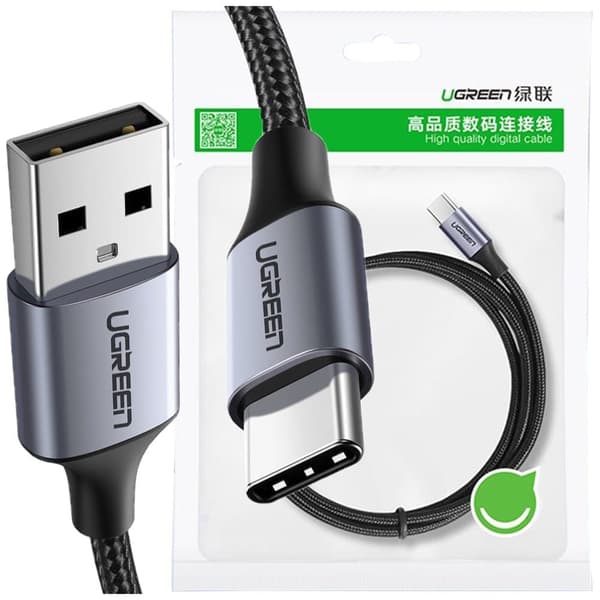 Ugrønn kabel USB - USB Type C Quick Charge 3.0 3A 2m grå (60128)