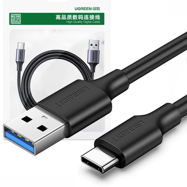 Ugrønn kabel USB 3.0 - USB Type C 1m 3A svart (20882)