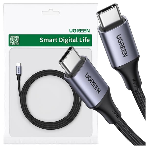 Ugreen US535 USB-C / USB-C PD-kabel 240W 5A 1m - grå