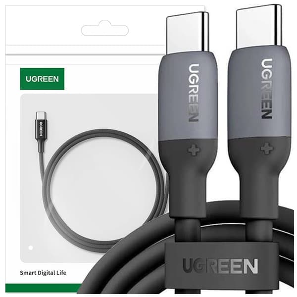 Ugreen US563 USB-C / USB-C PD 60W silikonkabel 2m - grå