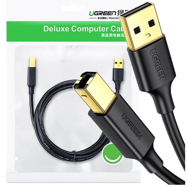 Ugreen USB Type B-skriverkabel (hann) - USB 2.0 (hann) 480 Mbps 2 m svart (US135 20847)