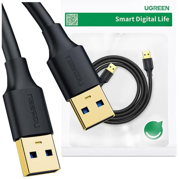 Ugrønn kabel USB 3.0 (hann) - USB 3.0 (hann) 2m grå (10371)
