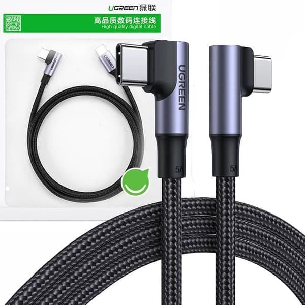 Grønn kantet USB Type C - USB Type C Hurtiglading Strømforsyningskabel 100 W 5 A 2 m svart (US335 70698)