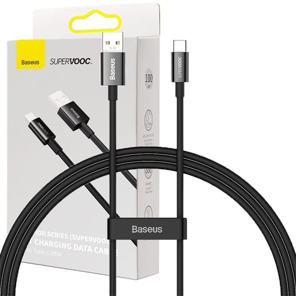 Baseus Superior Series SUPERVOOC USB-A-USB-C-kabel 65W 1m svart