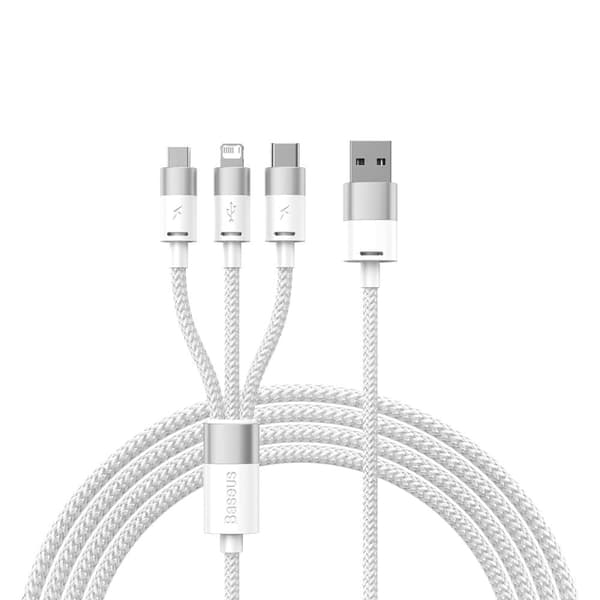 Baseus StarSpeed​​3-i-1-kabel USB-A - Micro-USB / Lightning / USB-C 3.5A 1.2m hvit