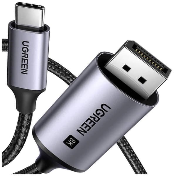 Ugreen CM556-kabel med USB-C og DisplayPort 8K-kontakter, 2 m lang - grå