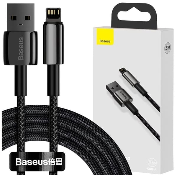 Baseus Tungsten USB - Lightning-kabel 2,4 A 2 m svart (CALWJ-A01)