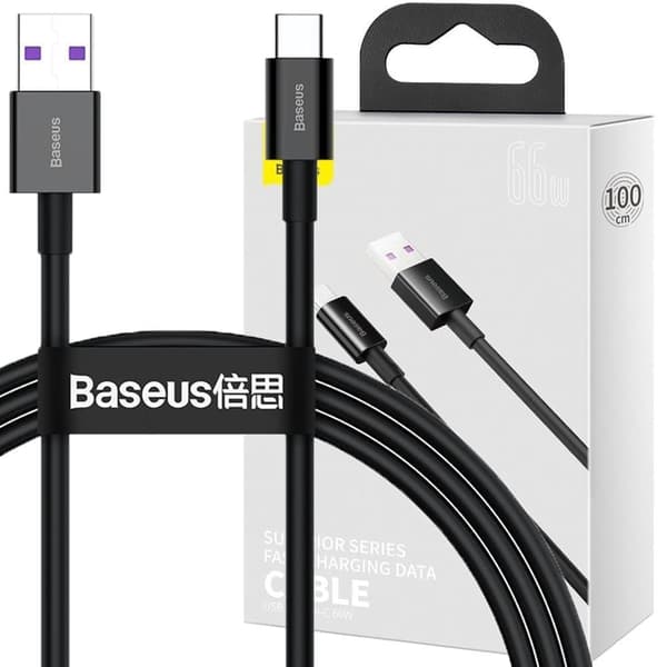 Baseus Superior-kabel USB - USB Type C 66 W (11 V / 6 A) Huawei SuperCharge SCP 1 m svart (CATYS-01)