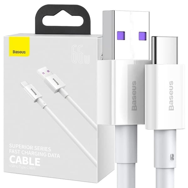 Baseus Superior-kabel USB - USB Type C 66 W 6A 2 m Hvit (CATYS-A02)