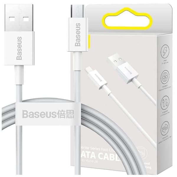 Baseus Superior-kabel USB - mikro-USB-kabel for hurtiglading 2A 1m hvit (CAMYS-02)