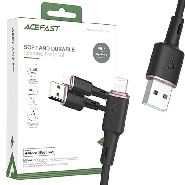 Acefast MFI USB - Lightning-kabel 1,2 m, 2,4 A svart (C2-02 svart)