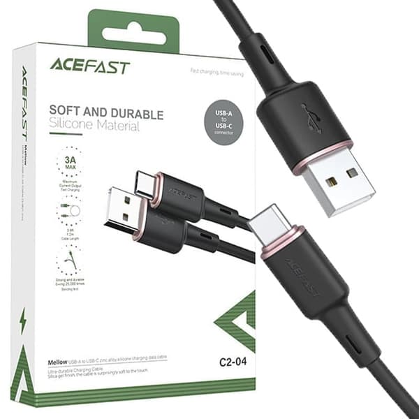 Acefast USB - USB Type C-kabel 1,2 m, 3A svart (C2-04 svart)