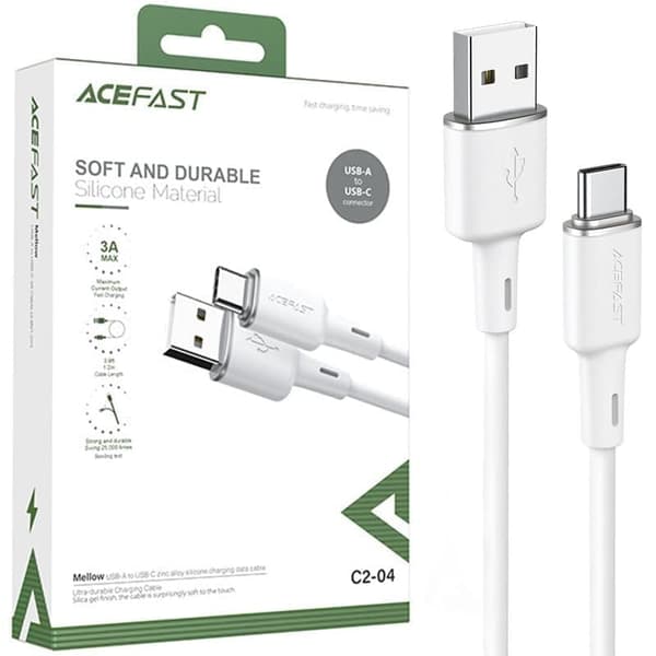 Acefast USB - USB Type C-kabel 1,2 m, 3A hvit (C2-04 hvit)