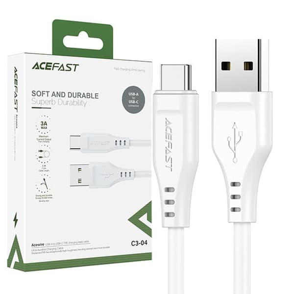 Acefast USB - USB Type C-kabel 1,2 m, 3A hvit (C3-04 hvit)