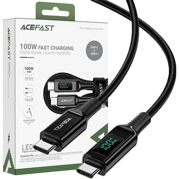 Acefast-kabel USB Type C - USB Type C 2m, 100W (20V/5A) svart (C6-03 Black)