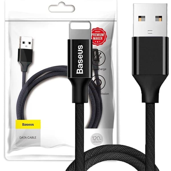 Baseus Yiven stoffflettekabel USB / Lightning 1,2M svart (CALYW-01)